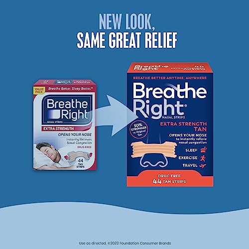 Breathe Right Nasal Strips, Extra Strength, Tan Nasal Strips, Help Stop