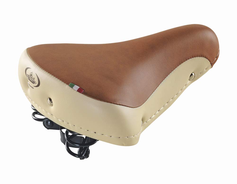 Cucuba® Original Montegrappa Made In Italy Vintage Saddle Synthetic Leather With Two Resistant Springs Handmade Product Mod. 08/F (Color: Honey/White)