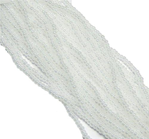 White Pearl Ceylon Transparent Czech 8/0 Glass Seed Beads 1 Full 12 Strand Hank Preciosa Jablonex