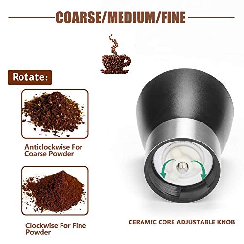Manuelle Kaffeemühle, Kaffeebohnenmühle, verstellbare Grobheit, konische Keramik-Fräsmühle mit zwei Glasbehältern – Bild 6
