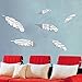 ufengke 6-pcs 3D Feather Mirror Effect Wall Stickers Fashion Design Art Decals Home Decoration Silver