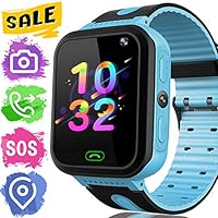 AMENON [New Version] Smart Watch for Kids GPS Tracker/Free SIM Card/Two-Way Call SOS Anti-Lost Games Camera/Child Watch for Boy Girl Toddler 3-12 Years Old/Kids Wrist Watch for Xmas Holiday Toys Gifts