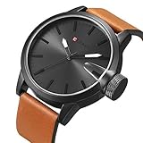 CURREN Original Brand Men's Sports Waterproof Leather Strap Wrist Watch 8208 Black Brown Black