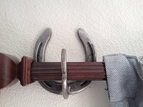 Rustic Horseshoe Curtain Rod and Curtain Tie Back Set - The Heritage Forge White