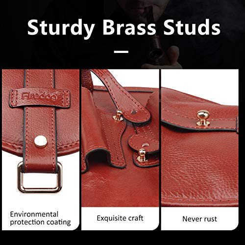 Handmade Genuine Leather Smoking Tobacco Pipe Pouch Bag Organize Case Pipe Tool Lighter Holder Pocket for 2 Pipe