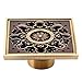 HARPOON Copper/Brass Bathroom Floor Drain Square Shower Sink Drain Strainer with Removable Cover, Carved, Antique