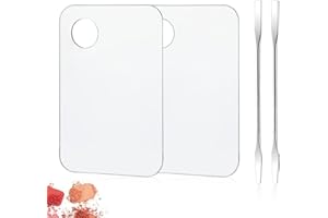 VIN BEAUTY 2PCS Acrylic Cosmetic Palette with 2PCS Spatula Tool,Makeup Palette Mixing Tray Apply for Foundation Eye Shadow Lipsticks Nail Art Professional Pigment Blending