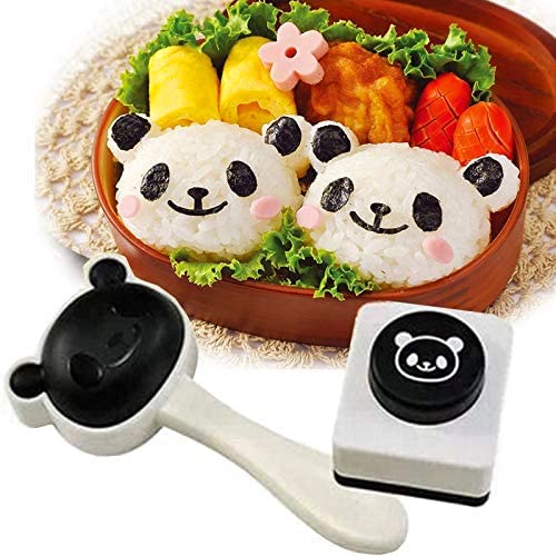 Velidy Bento Accessories Rice Ball Mold Cartoon Panda Sushi Maker Mould Seaweed Cutter Bento Nori Kitchen Rice Mould for Kids PackedLunch Kitchen Tools