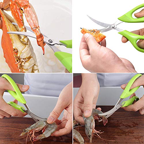 Crab legs crackers and tools, Angela&Alex 14 PCS Seafood Tools Set 4 Crab Crackers, 4 Lobster Shellers, 4 Crab Leg Forks/Picks and 1 Seafood Scissors & Storage Box Nut Cracker Set