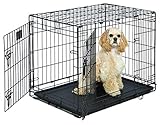 Medium Dog Crate | MidWest Life Stages 30" Double Door Folding Metal Dog Crate | Divider Panel, Floor Protecting Feet & Dog Tray | 31.375L x 22.5W x 23.5H Inches, Medium Dog Breed