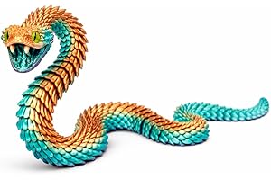 Articulated Crystal Snake – 3D Printed Flexible Snake Figurine, 58 cm (23 in) Poseable Serpent with Movable Mouth, Realistic 