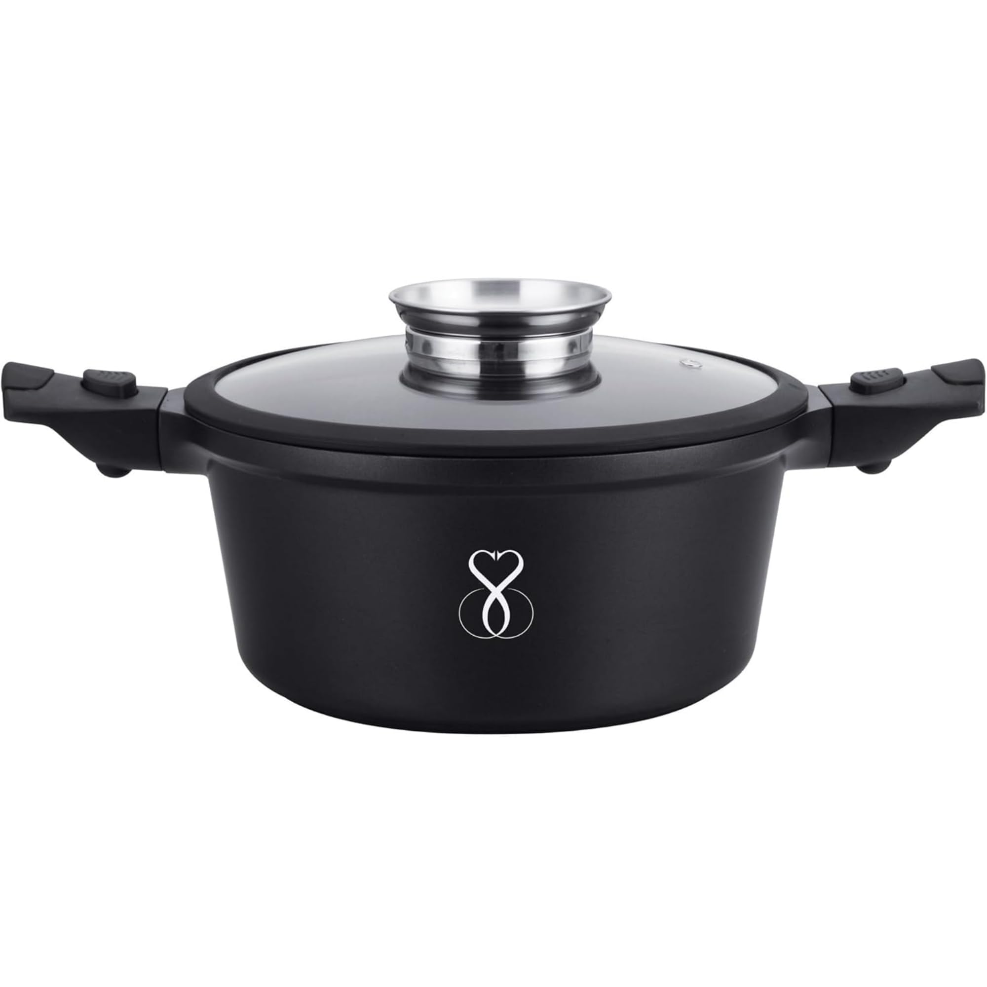 Stone&Stone super Non Stick Casserole 24cm Aluminium & Steel Induction Hob Oven Cooking pot Chef Pan professional All Hobs PFOA Free + Lid (24CM pan)