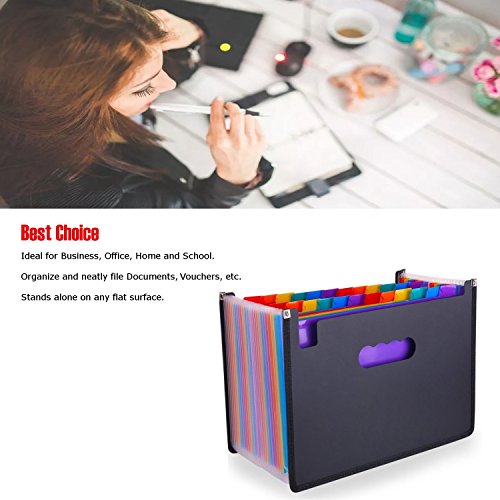 24 Pocket Multicolored Expanding Files Folder, File Organizer, Cloth Edges, Durable, A4 & Letter Size Document - Office/ Business/ School