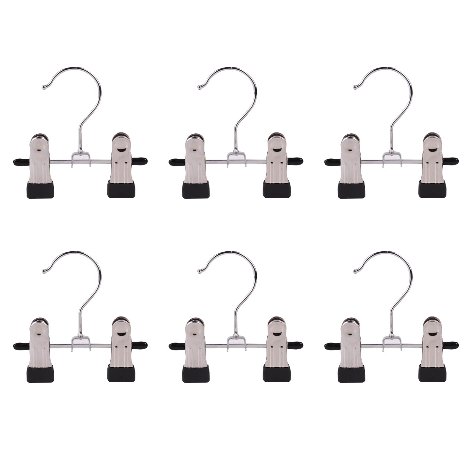NA 6 Pcs Double Adjustable Silver Metal & Plastic Clips Boots Trouser Skirt Pants Clothes Hangers with Clip for Trouser Skirt Pants Clothes