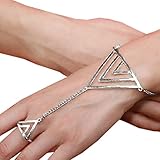 OVERMAL Fashion Women Finger Ring Bangle Slave Chain Triangle Hand Bracelet
