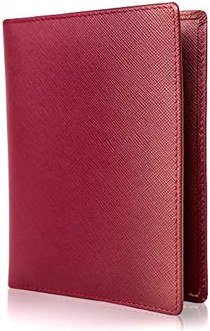 Inspiring AdventuresGenuine Leather Passport and Credit Card Holder | RFID Blocking Bifold Wallet | Slim and Minimalist Design | Includes Unique Gift Box | for Men and Women (Red)