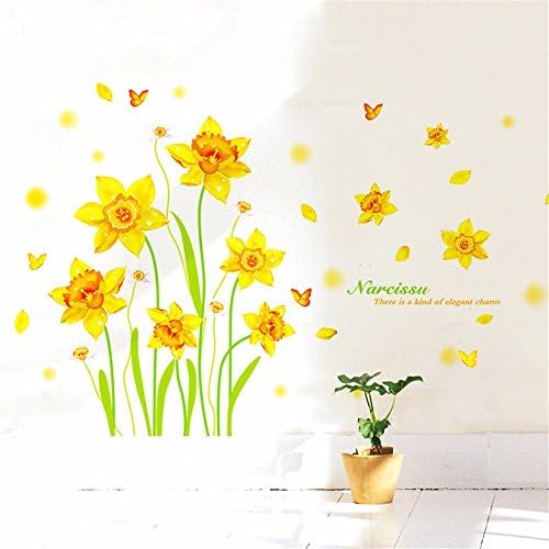 XJKLFJSIU Living Room Entrance Hall Wall Wall Stickers Wall Wall Stickers Yellow Flowers Wall Stickers, 143 * 77Cm