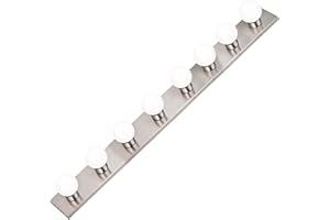 DYSMIO Lighting Eight Light Vanity Strip - Hollywood Style Mirror Fixture with Brushed Nickel Plates – Salon-Grade Accessories for Bedroom, Bathroom, Dressing Room, Makeup Studio - 48 x 4.25 Inches