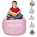 LUCKYBOY 2 in 1 Design Stuffed Animal Storage,Bean Bag Chair Cover for Kids-Cover Only- Extra Large 38'' - 100+ Plush Toys Holder and Organizer for Kids Room -100% Cotton Canvas(Pink-Cover Only)