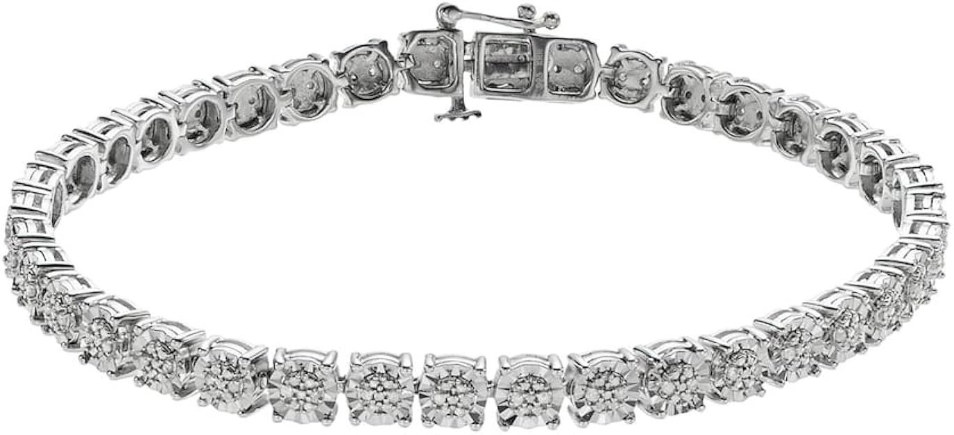 Silvostyles 1/4Ct Round Cut D/VVS1 Diamond Tennis Bracelet Solid 14K