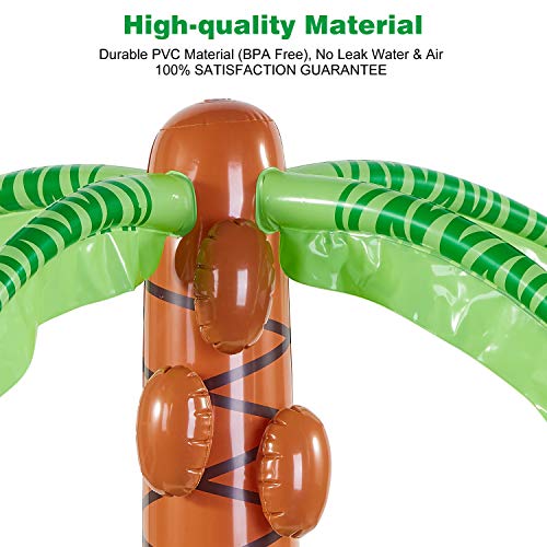 COUOMOXA Water Sprinkler Toy Inflatable Palm Tree, Outdoor Water Play Sprinklers Summer Cooler Spray Toy Water Fun Backyard Play Hawaiian Luau Party Decoration Tree ,61" for Toddler,Kids and Famil - Thumbnail 3