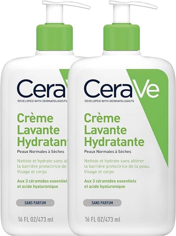 CeraVe Moisturising Cleansing Lotion for Face and Body, Normal to Dry Skin, with Hyaluronic and 3 Essential Ceramides, 2 x 473 ml