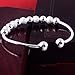 Jiayiqi Women Simple 925 Sterling Silver Color Beads Bangle Bracelet for Women
