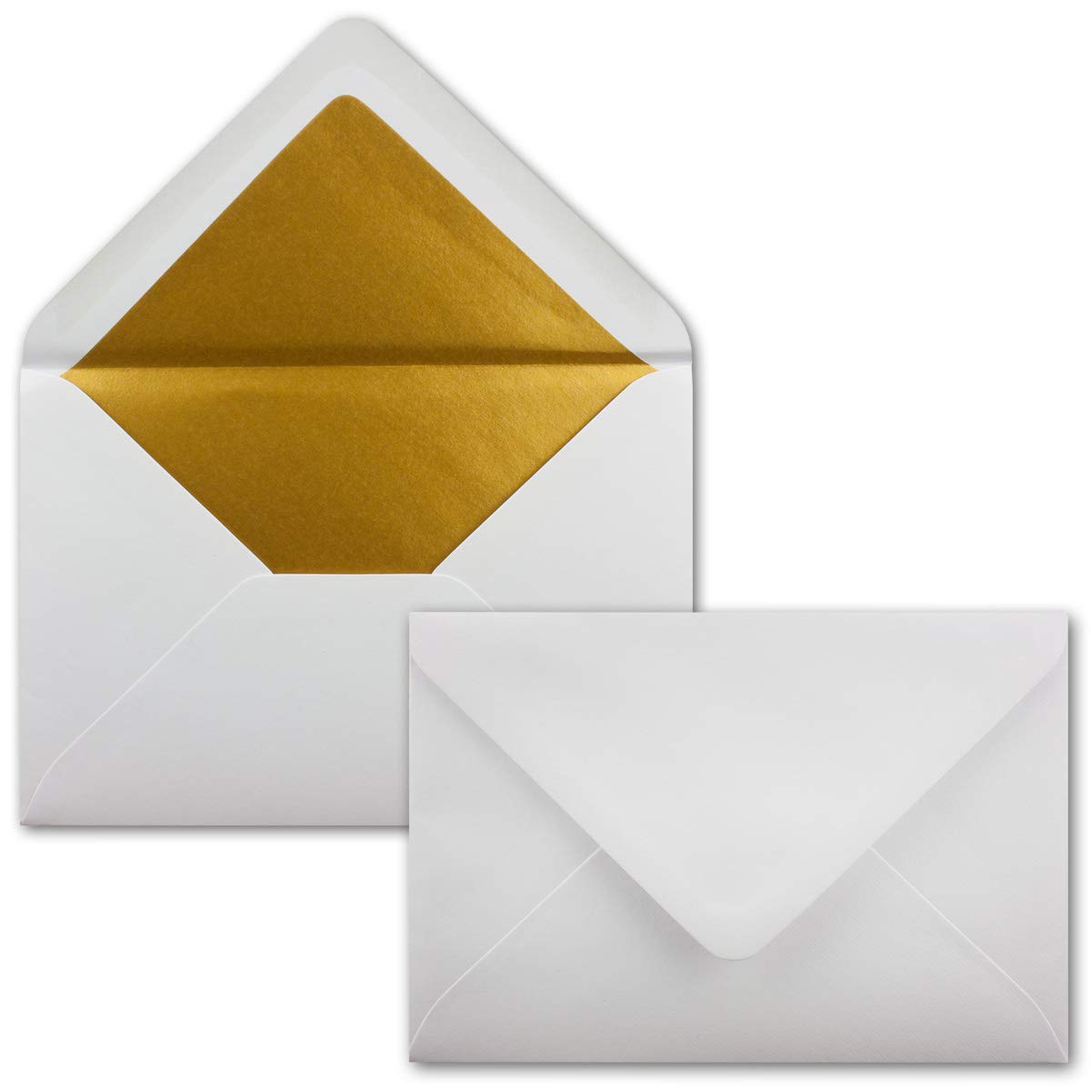 NEUSER PAPIER 25x envelopes B6 with gold lining - 12.5 x 17.6 cm - white - lined with metallic paper - wet glue - FarbenFroh by GUSTAV NEUSER