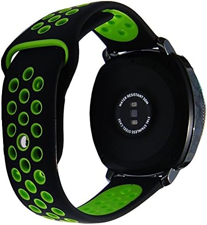 20mm Sport Silicone Watch Band Rubber Strap for S2 Classic SM-R732/SM-R735 Vivoactive 3 Gear Sport R600 Ticwatch E & Ticwatch 2(Black-Green)