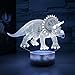 Dinosaur Illusion Night Light for Kids Birthday Gifts Optical Desk Lamp Table Touch Nursery Triceratops Walking Animals Party Western Children Room Decor 7 color Changing USB Crackle New Year Noew You