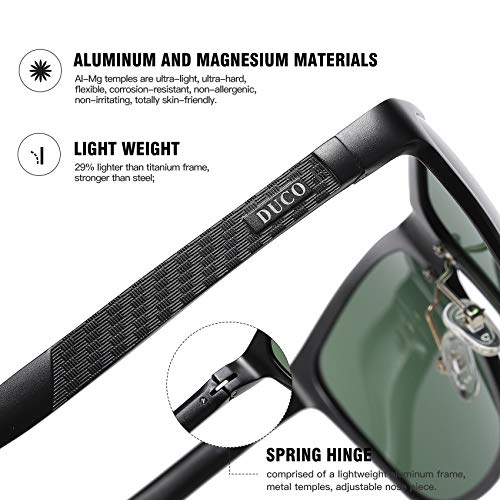 DUCO Polarisierte Herren Sonnenbrille Retro Rechteckiger Rahmen für Unisex Vintage Brille mit UV400 Schutz Sportbrille Metallrahmen 8200 – Bild 5