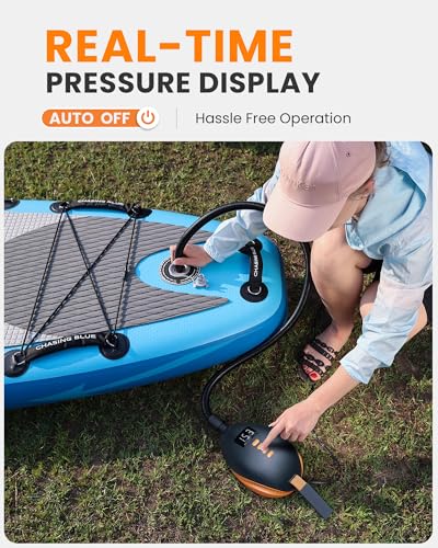 OutdoorMaster 20PSI High Pressure SUP Air Pump The Dolphin - Quick Air Inflator & Auto-Off, 12V DC Car Connector for Inflatable Stand Up Paddle Boards, Boats, Water Sports