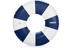 FUNBOY Giant Vintage Stripe Inflatable Tube Pool Float with Cup Holder 48" Large Pool Float for Adults Inner Tube Swimming Pool Toys Swim Rings Pool Lounger Float for Pool Party & Summer