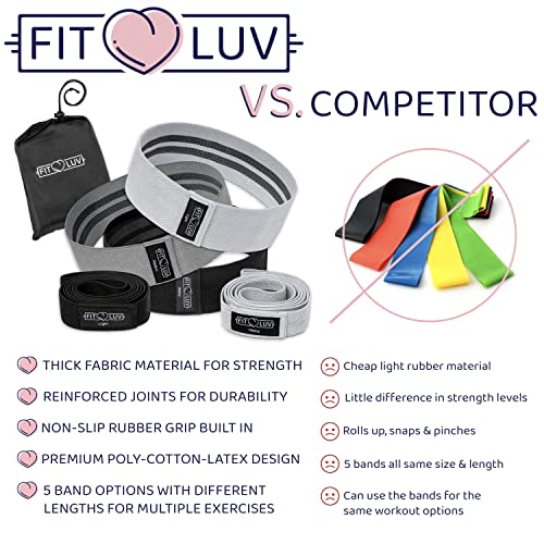 FITLUV Fabric Booty Bands for Thigh, Hip, Butt and Leg Workouts. Set of