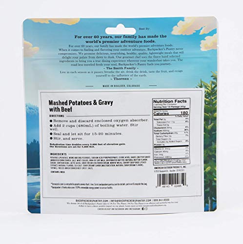 Backpacker's Pantry Mashed Potatoes with Gravy & Beef, 2 Servings Per Pouch, Freeze Dried Food, 9 Grams of Protein, Gluten Free - Thumbnail 2