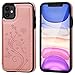Vaburs Compatible with iPhone 11 Case Wallet with Card Holder, Embossed Butterfly Premium PU Leather Double Magnetic Buttons Flip Shockproof Protective Cover for iPhone 11 6.1 Inch(Rose Gold)