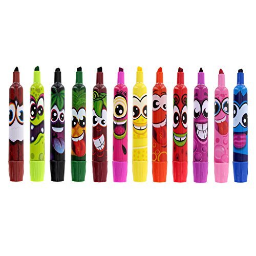 Scentos Fruit Scented Markers, Chisel Tip, Assorted Colors, Pack of 12 (40641)
