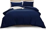 MOONLIGHT20015 Super King Duvet Cover Navy Solid Microfiber 2 Pillowcases