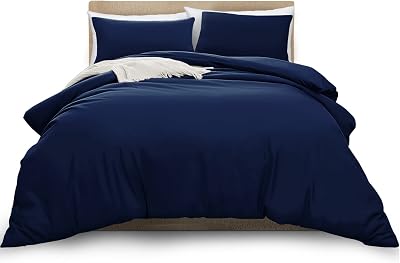MOONLIGHT20015 Super King Duvet Cover Navy Solid Microfiber 2 Pillowcases
