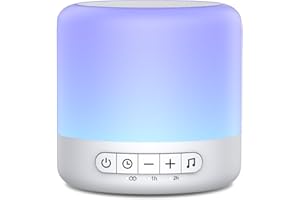 Easysleep White Noise Sound Machine with 30 Soothing Sounds 12 Night Light 32 Volume 3 Timers Portable Sleep Sound Machine for Office Travel Noise Canceling Lullaby & Rain Sound for Baby, Adults