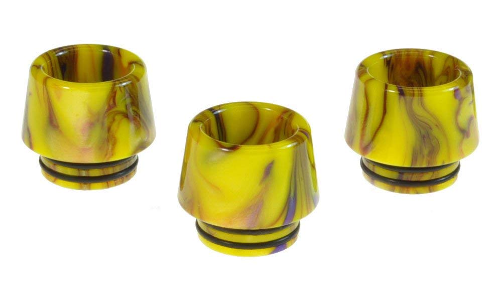 Armerah Marbled Cone 810 Drip Tip eCig Mouthpiece Short/Wide Epoxy Resin 3 Pack Yellow — image 1