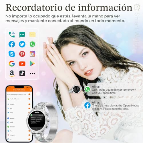 ZKCREATION Women's Smart Watch with Calls and WhatsaApp – Women's Smartwatch with Blood Pressure Heart Rate Monitor Activity Bracelet with Sleep Monitor 20 Sports Mode Bracelet Watch Gifts for Women