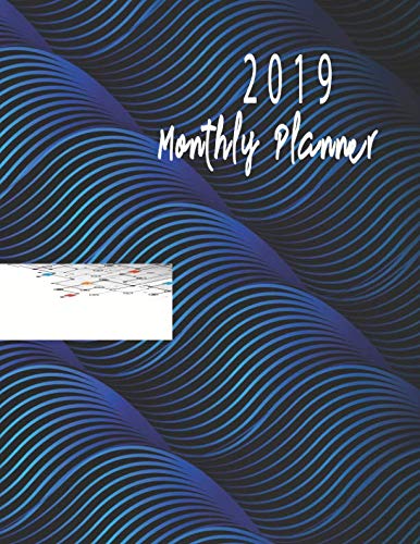 2019 Monthly Planner: Schedule Organizer Beautiful Blue technology circuit Background Cover Monthly by Victoria Mann