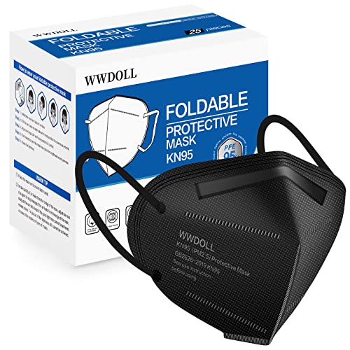WWDOLL KN95 Face Mask 25 Pack, 5Layers Breathable Disposable KN95