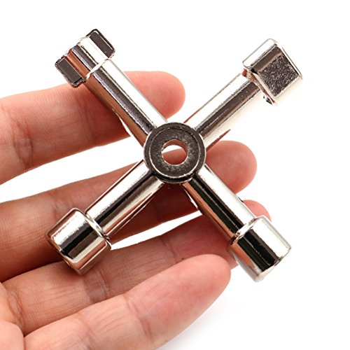 2Pcs Radiator Key Radiator Bleed 4-Way Multi-Functional Utilities Key for Electric Water Gas Meter Box Cupboard Cabinet Opening Key(Black + Silver) - Thumbnail 4