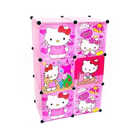 Jeval Multipurpose 6 Doors Cubes Clothes Storage Dress Cabinet