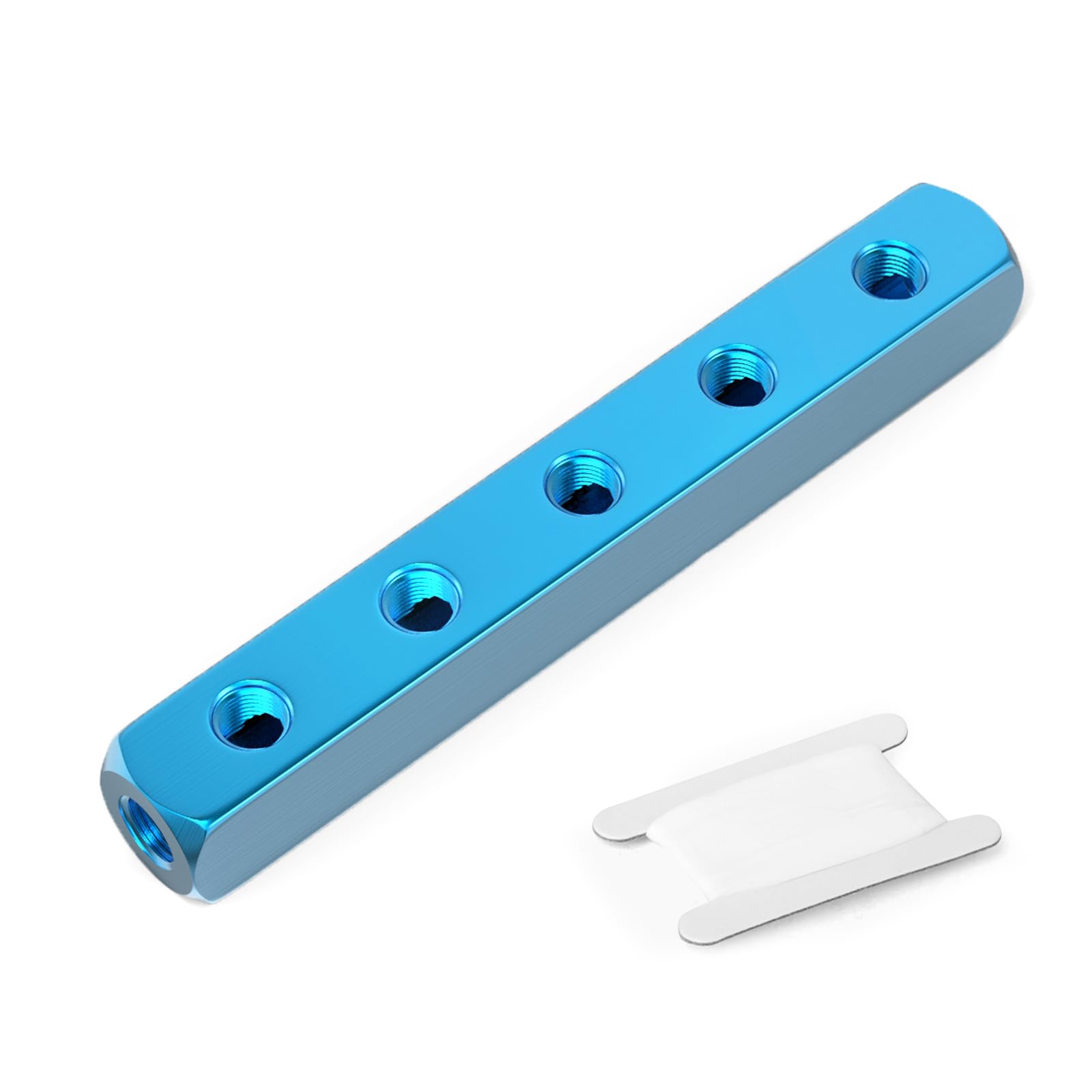 TAILONZ PNEUMATIC 1/4" Blue 5 Way 8 Port Pneumatic Shunt Aluminum Block Pneumatic Manifold Air Distribution Block Air Path air Source Distributor,Compressed Air Manifold Pneumatic Block