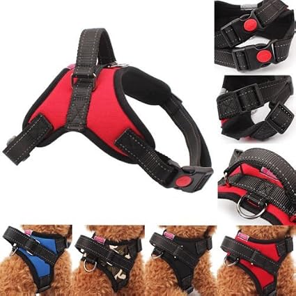 Kingnew Heavy Duty Nylon Pour Chien Harnais Rembourré Extra Harnais De La Veste De Chien Pour Grand Gros Moyen Petit Chien S Rouge