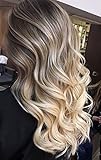 Ugeat 22inch 20Pcs 50Gram Tape in Hair Extensions Human Hair Ombre Tape in Real Remy Hair Extensions Tape in Ombre Hair Extensions Brown and Blonde Human Hair