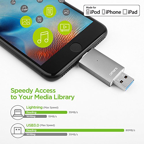 iPhone Flash Drive 64GB, Omars OTG USB 3.0 External Storage Memory Stick Adapter Expansion Compatible with iPhone, iPad, iPod, Mac and PC [Apple MFI Certified] (64G, Space Grey) - Thumbnail 2